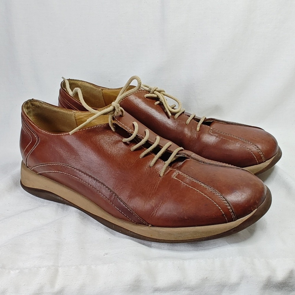 Barneys New York Oxford Cognac Brown Leather Lace Up Shoe Made in Italy Mens 10